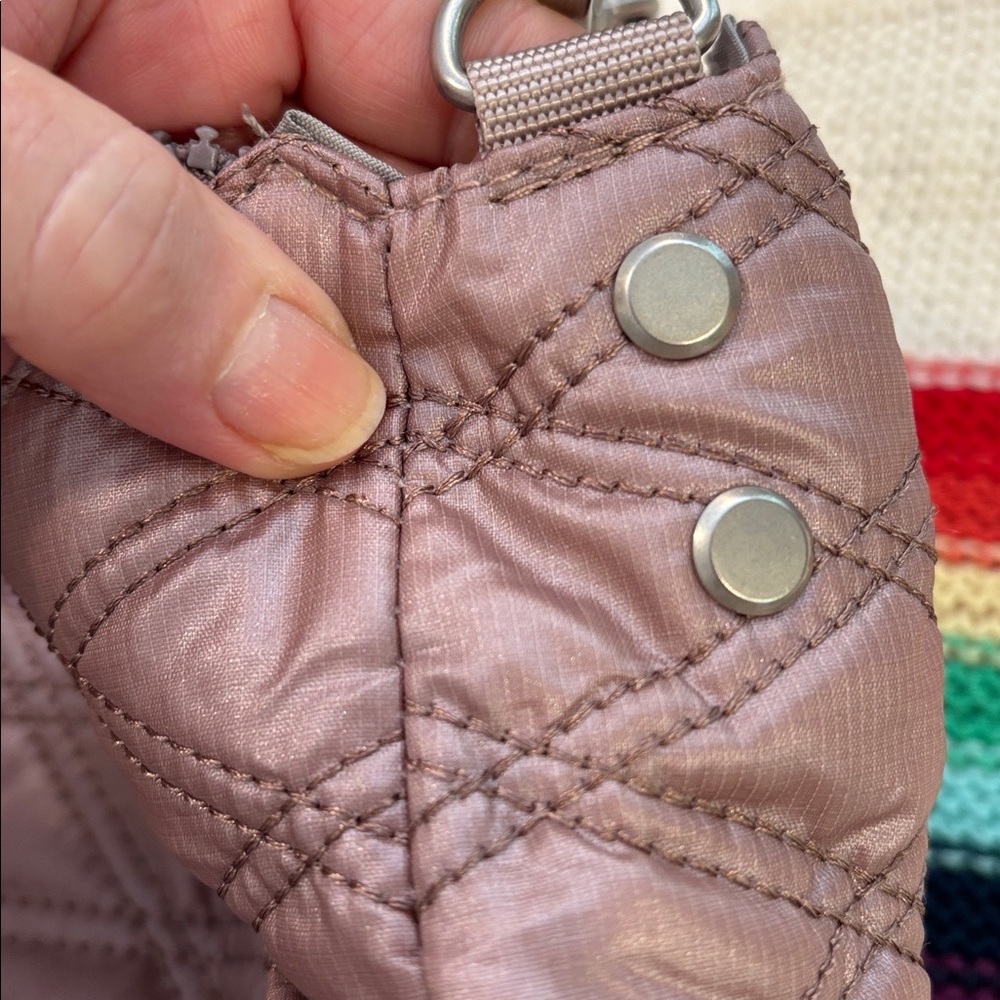Baggallini Light pink mauve modern quilted nylon crossbody convertible RFID Bag - Picture 11 of 15